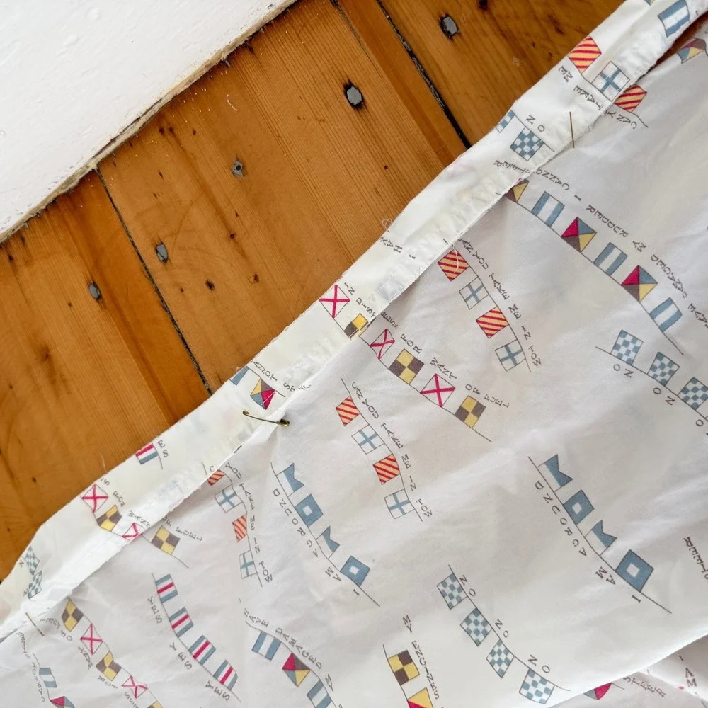 L.L. Bean Twin Sheet Set Nautical Signal Flags Vintage Coastal Rare Print READ